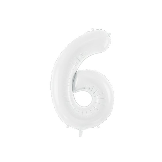 Fóliový balónek číslo “6” BÍLÝ, 86 cm - Obr.1