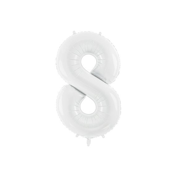 Fóliový balónek číslo “8” BÍLÝ, 86 cm - Obr.1