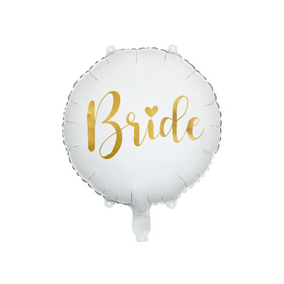 Fóliový balónek “Bride” BÍLO-ZLATÝ, 45 cm - Obr.1