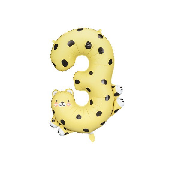 Fóliový balónek číslo 3 “Gepard”, 98x68 cm - Obr.1