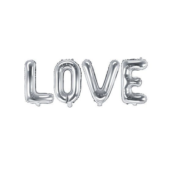 Fóliový balónkový nápis "LOVE" STŘÍBRNÝ, 140x35 cm - Obr. 1