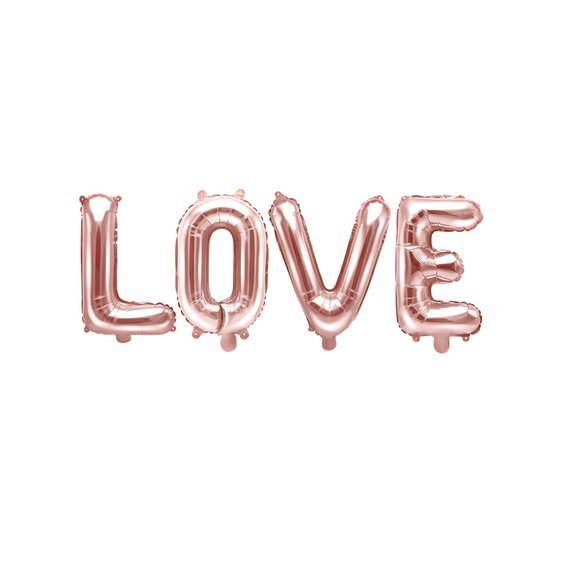 Fóliový balónkový nápis "LOVE" RŮŽOVO-ZLATÝ, 140x35 cm - Obr. 1