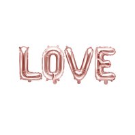 Fóliový balónkový nápis "LOVE" RŮŽOVO-ZLATÝ, 140x35 cm