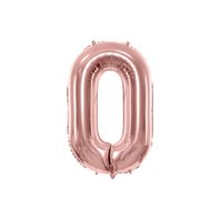 Fóliový balónek číslo "0" RŮŽOVO-ZLATÝ, 86 cm