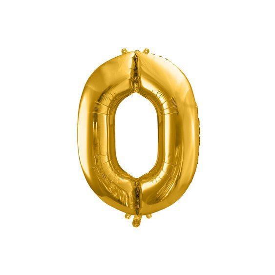 Fóliový balónek číslo "0" ZLATÝ, 86 cm - Obr. 1
