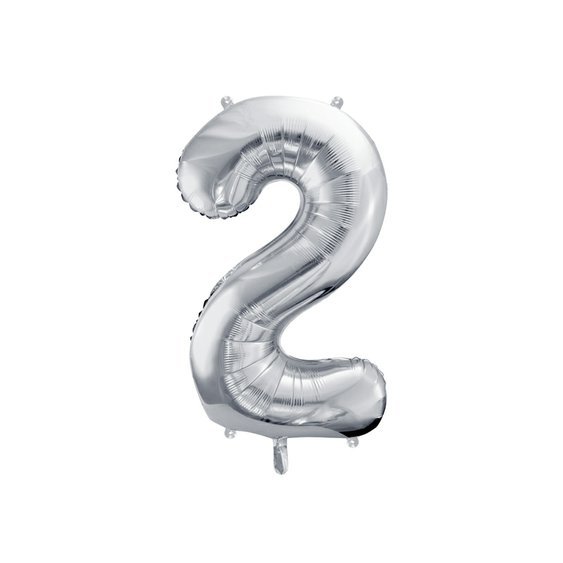 Fóliový balónek číslo "2" STŘÍBRNÝ, 86 cm - Obr. 1