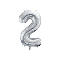 Fóliový balónek číslo "2" STŘÍBRNÝ, 86 cm