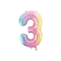 Fóliový balónek číslo “3” PASTELOVĚ DUHOVÝ, 86 cm - Obr.1