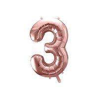 Fóliový balónek číslo "3" RŮŽOVO-ZLATÝ, 86 cm