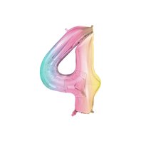 Fóliový balónek číslo “4” PASTELOVĚ DUHOVÝ, 86 cm - Obr.1