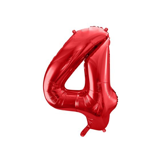 Fóliový balónek číslo “4" ČERVENÝ, 86 cm - Obr. 1