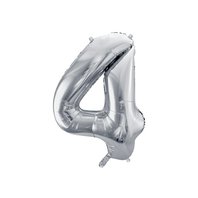 Fóliový balónek číslo "4" STŘÍBRNÝ, 86 cm