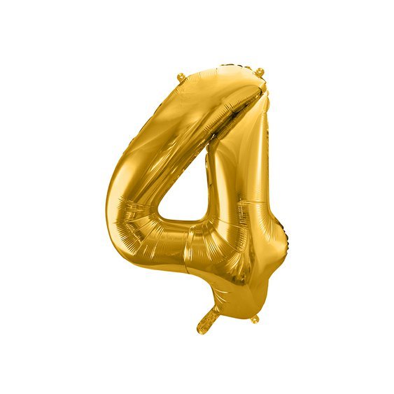 Fóliový balónek číslo "4" ZLATÝ, 86 cm - Obr. 1