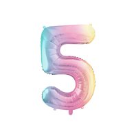 Fóliový balónek číslo “5” PASTELOVĚ DUHOVÝ, 86 cm - Obr.1