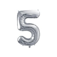 Fóliový balónek číslo "5" STŘÍBRNÝ, 86 cm