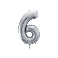 Fóliový balónek číslo "6" STŘÍBRNÝ, 86 cm