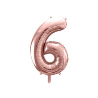 Fóliový balónek číslo "6" RŮŽOVO-ZLATÝ, 86 cm