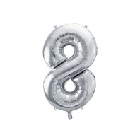 Fóliový balónek číslo "8" STŘÍBRNÝ, 86 cm