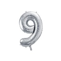 Fóliový balónek číslo "9" STŘÍBRNÝ, 86 cm