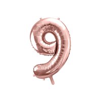 Fóliový balónek číslo "9" RŮŽOVO-ZLATÝ, 86 cm