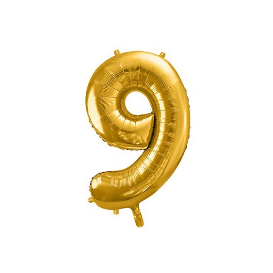 Fóliový balónek číslo "9" ZLATÝ, 86 cm - Obr. 1