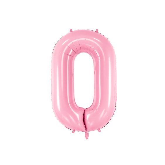 Fóliový balónek číslo "0" SVĚTLE RŮŽOVÝ, 86 cm - Obr. 1