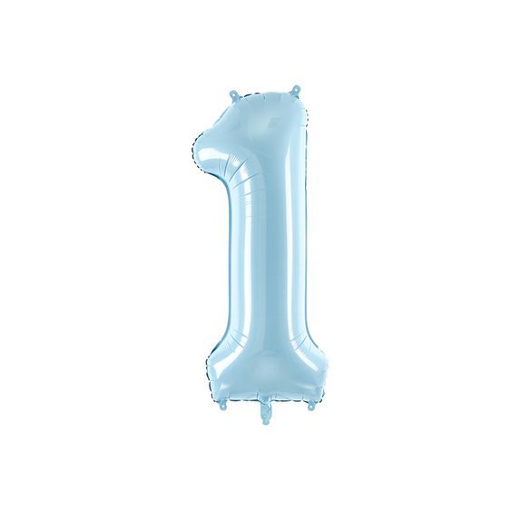 Fóliový balónek číslo "1" SVĚTLE MODRÝ, 86 cm - Obr. 1