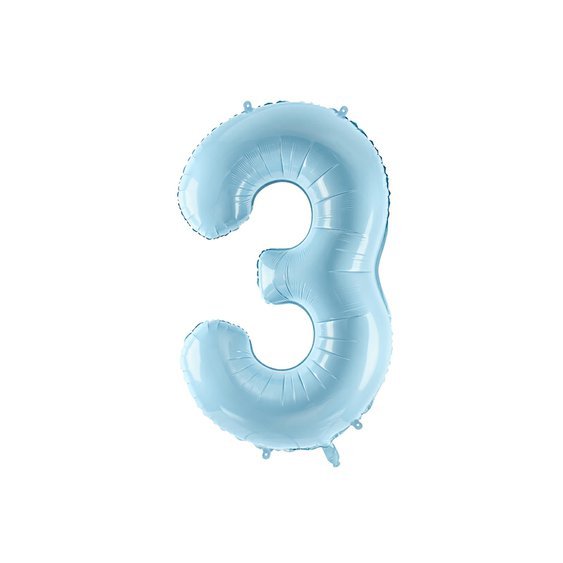 Fóliový balónek číslo "3" SVĚTLE MODRÝ, 86 cm - Obr. 1