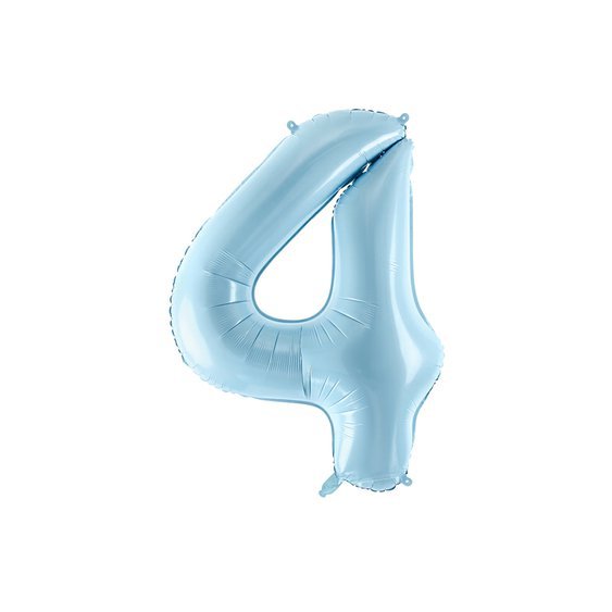 Fóliový balónek číslo "4" SVĚTLE MODRÝ, 86 cm - Obr. 1