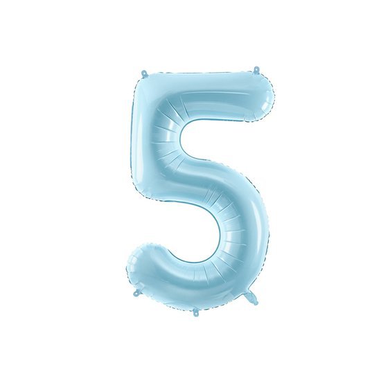 Fóliový balónek číslo "5" SVĚTLE MODRÝ, 86 cm - Obr. 1