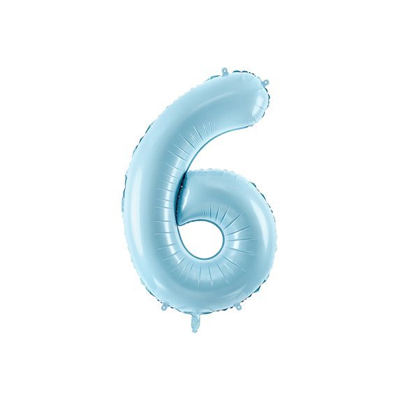 Fóliový balónek číslo "6" SVĚTLE MODRÝ, 86 cm - Obr. 1