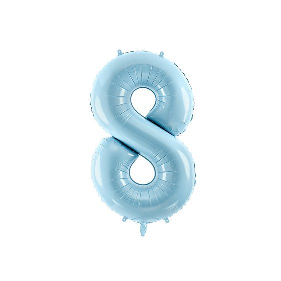 Fóliový balónek číslo "8" SVĚTLE MODRÝ, 86 cm - Obr. 1