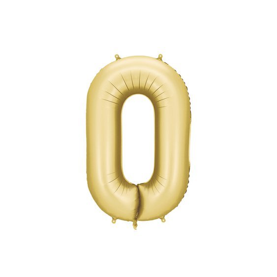 Fóliový balónek číslo “0" SATÉNOVĚ ZLATÝ, 86 cm - Obr.1
