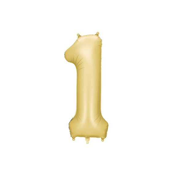 Fóliový balónek číslo “1” SATÉNOVĚ ZLATÝ, 86 cm - Obr.1