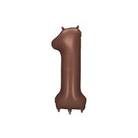 Fóliový balónek číslo “1” HNĚDÝ, 86 cm
