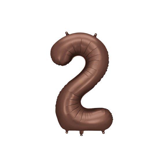 Fóliový balónek číslo “2” HNĚDÝ, 86 cm - Obr.1