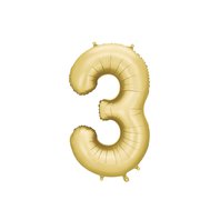 Fóliový balónek číslo “3” SATÉNOVĚ ZLATÝ, 86 cm