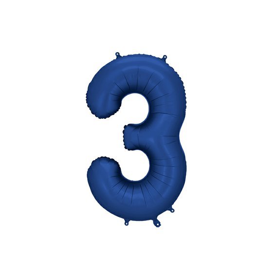 Fóliový balónek číslo “3" MODRÝ, 86 cm - Obr.1