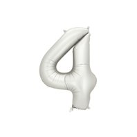 Fóliový balónek číslo “4” SATÉNOVĚ STŘÍBRNÝ, 86 cm