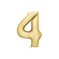 Fóliový balónek číslo “4” SATÉNOVĚ ZLATÝ, 86 cm