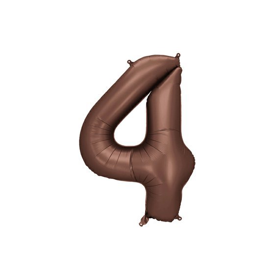 Fóliový balónek číslo “4” HNĚDÝ, 86 cm - Obr.1