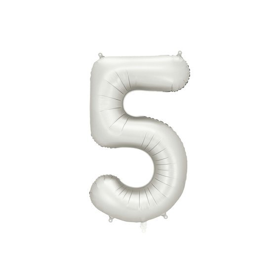 Fóliový balónek číslo “5” SATÉNOVĚ STŘÍBRNÝ, 86 cm - Obr.1