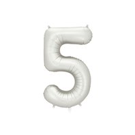 Fóliový balónek číslo “5” SATÉNOVĚ STŘÍBRNÝ, 86 cm