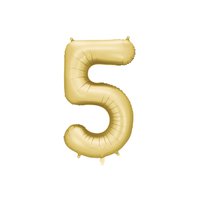 Fóliový balónek číslo “5” SATÉNOVĚ ZLATÝ, 86 cm