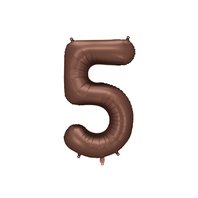 Fóliový balónek číslo “5” HNĚDÝ, 86 cm