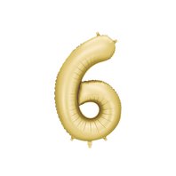 Fóliový balónek číslo “6” SATÉNOVĚ ZLATÝ, 86 cm