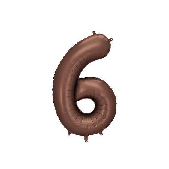 Fóliový balónek číslo “6” HNĚDÝ, 86 cm - Obr.1