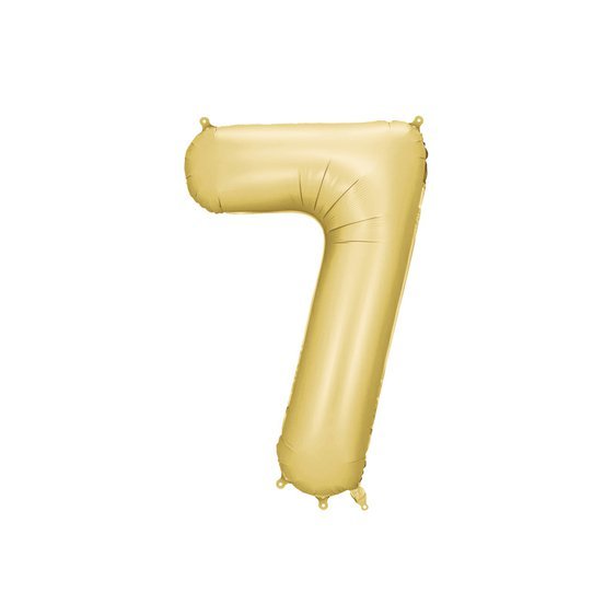 Fóliový balónek číslo “7” SATÉNOVĚ ZLATÝ, 86 cm - Obr.1