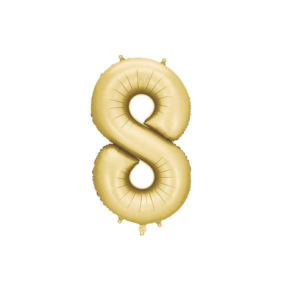 Fóliový balónek číslo “8” SATÉNOVĚ ZLATÝ, 86 cm - Obr.1