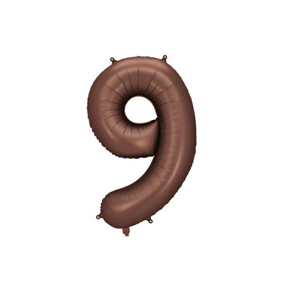 Fóliový balónek číslo “9” HNĚDÝ, 86 cm - Obr.1